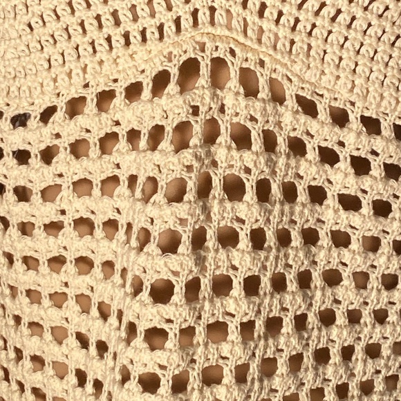 URBAN OUTFITTERS - dress: cream open knit strappy mini w sheer bottom - L - Picture 12 of 16